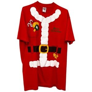 Vintage 1980 Athletic Supporter Ltd. Farmington Red Santa Claus Suit T-Shirt XXL